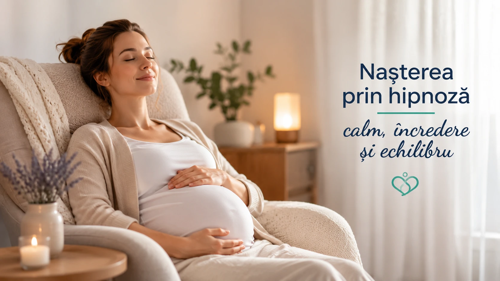 Femeie însărcinată relaxată pregătindu-se pentru naștere prin hipnoză
